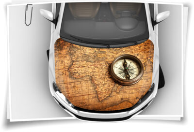 Atlas Kompass Karte Motorhaube Auto-Aufkleber Steinschlag-Schutz-Folie  Airbrush Tuning – Auto-Aufkleber