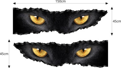 Auto-Aufkleber Seitenstreifen Katze Augen Panther Schwarz